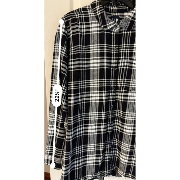 GAP Plaid Flannel Long Sleeve Button Up‎ Shirt women's XL Black White - Picture 4 of 10